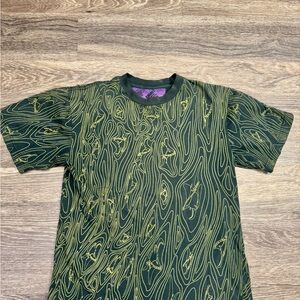 Shark Tooth & Co Graphic Topographic Shark Print Green T-Shirt